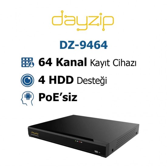 Dayzip DZ-9464 64 Kanal Nvr Kayit Cihazi Dayzip DZ-9464 64 kanal 4K AI NVR profesyonel güvenlik kayıt cihazı